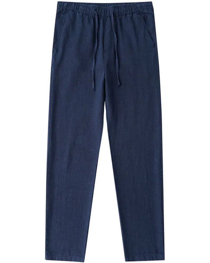 Casual Cotton Linen Chino Pants Men Wide Leg Lightweight Baggy Cotton Sweatpants Male Sport Jogger Straight Work Trousers