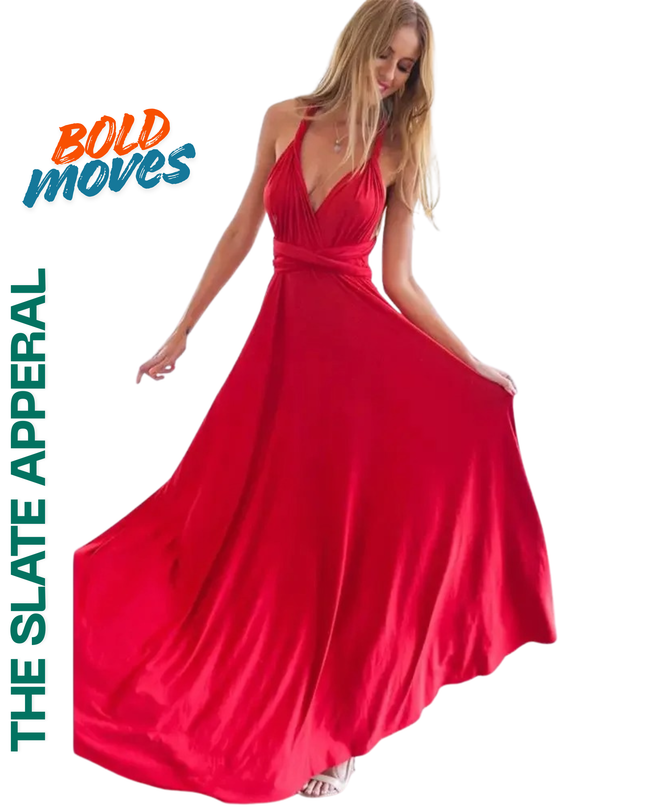Women’s Elegant Multiway Wrap Maxi Dress – Convertible Boho Bandage Gown for Parties, Bridesmaids & Evenings
