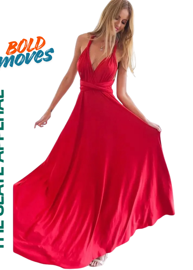 Women’s Elegant Multiway Wrap Maxi Dress – Convertible Boho Bandage Gown for Parties, Bridesmaids & Evenings