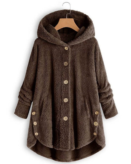 Fashion Trend Autumn and Winter Press-pleated Printed Turn-collar Long-sleeved Shirt Two-piece Furry Coat