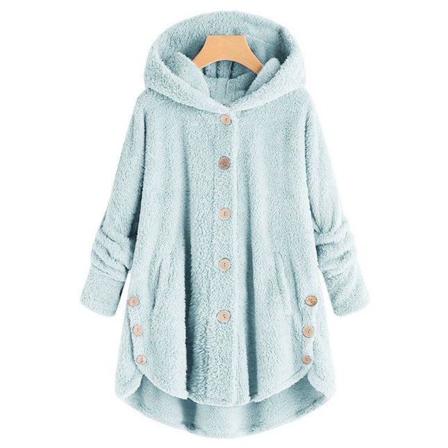 Fashion Trend Autumn and Winter Press-pleated Printed Turn-collar Long-sleeved Shirt Two-piece Furry Coat