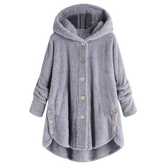 Fashion Trend Autumn and Winter Press-pleated Printed Turn-collar Long-sleeved Shirt Two-piece Furry Coat