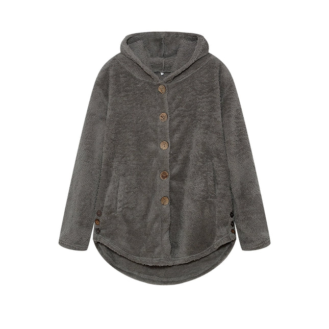 Fashion Trend Autumn and Winter Press-pleated Printed Turn-collar Long-sleeved Shirt Two-piece Furry Coat