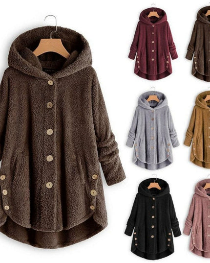 Fashion Trend Autumn and Winter Press-pleated Printed Turn-collar Long-sleeved Shirt Two-piece Furry Coat