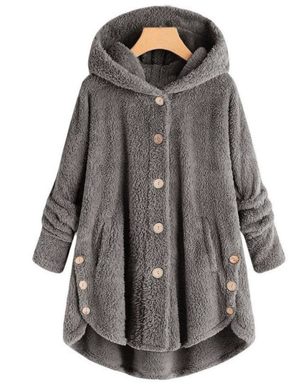 Fashion Trend Autumn and Winter Press-pleated Printed Turn-collar Long-sleeved Shirt Two-piece Furry Coat