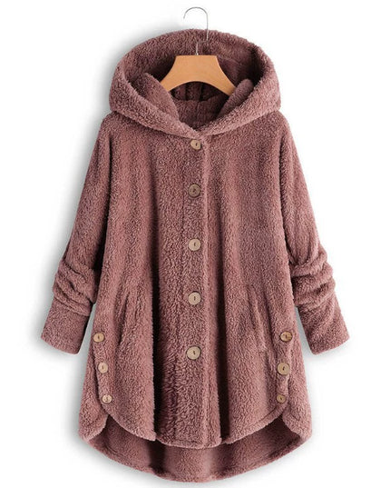 Fashion Trend Autumn and Winter Press-pleated Printed Turn-collar Long-sleeved Shirt Two-piece Furry Coat