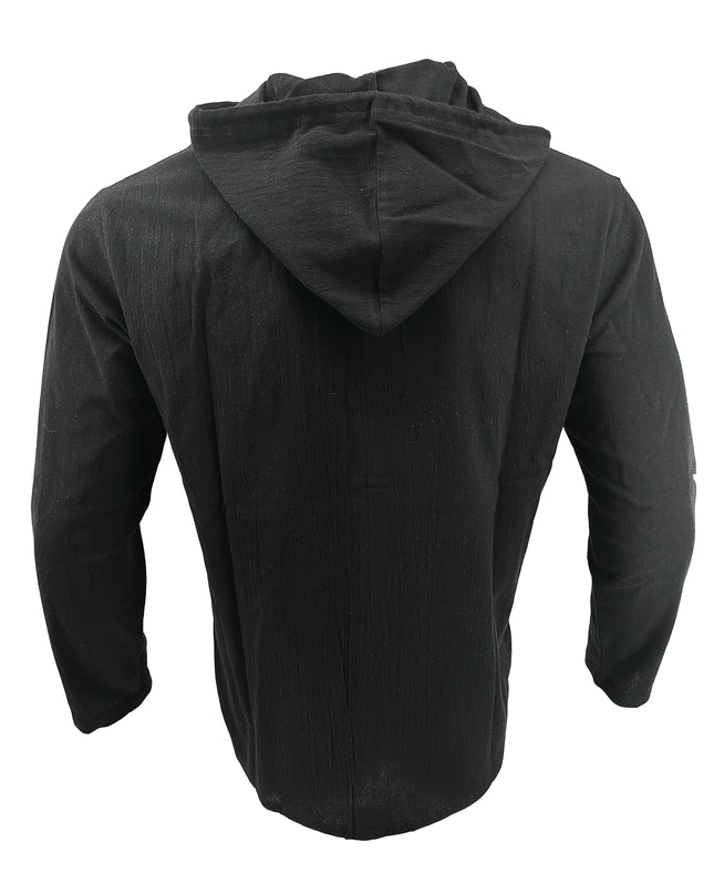 Summer Men's Cotton Linen Shirt Solid Streetwear Long Sleeve Hoodie Clothing For Men Button Tops Casual Loose Men Hooded Shirt