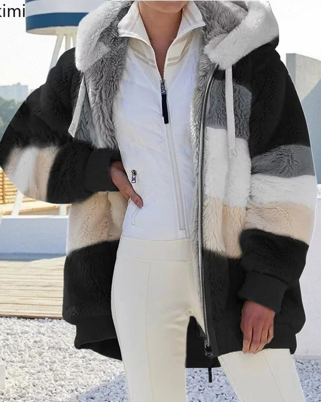2025 Women's Warm Coats Jackets for Autumn Winter Long Jacket Warm Thick Fleece Faux Fur Coat Plush Teddy Woman Fur Coat Female