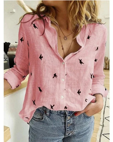 Elegant Cotton Linen Shirts Women Casual Solid Button Lapel Blouses Shirts Autumn Winter Long Sleeve Loose Tops Tunic Blusas