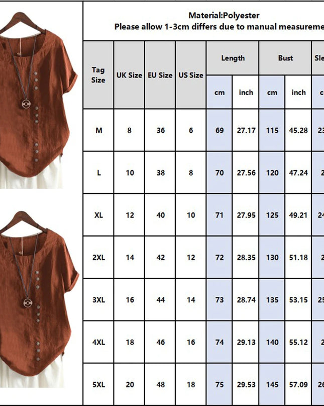 Women's Short Sleeve Cotton Linen Beautiful Tunic Blouse Tops Ladies Casual Basic Shirt Plus Size Clothes  L-5XL Clothing 2023
