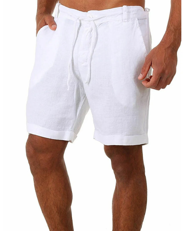 KB New Men's Cotton Linen shorts Pants Male Summer Breathable Solid Color Linen Trousers Fitness Streetwear S-4XL