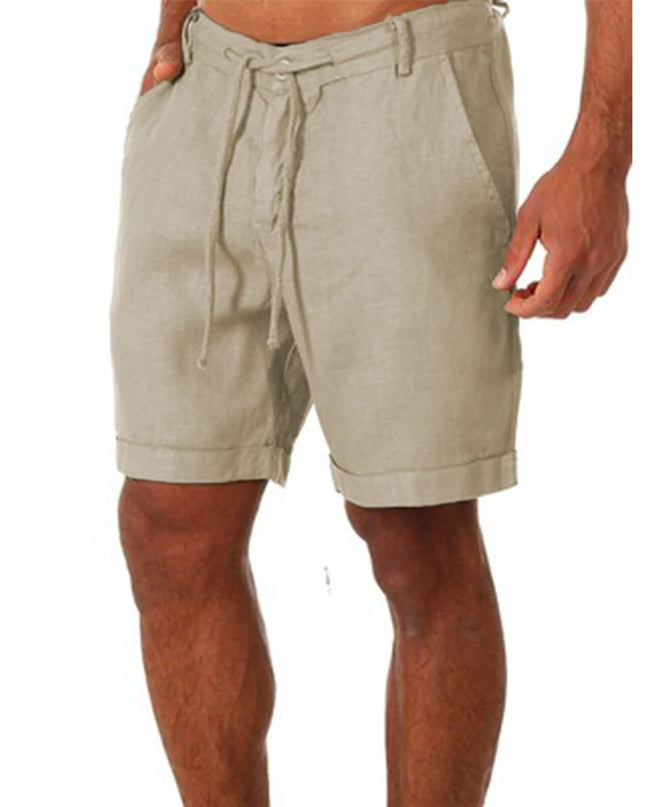 KB New Men's Cotton Linen shorts Pants Male Summer Breathable Solid Color Linen Trousers Fitness Streetwear S-4XL