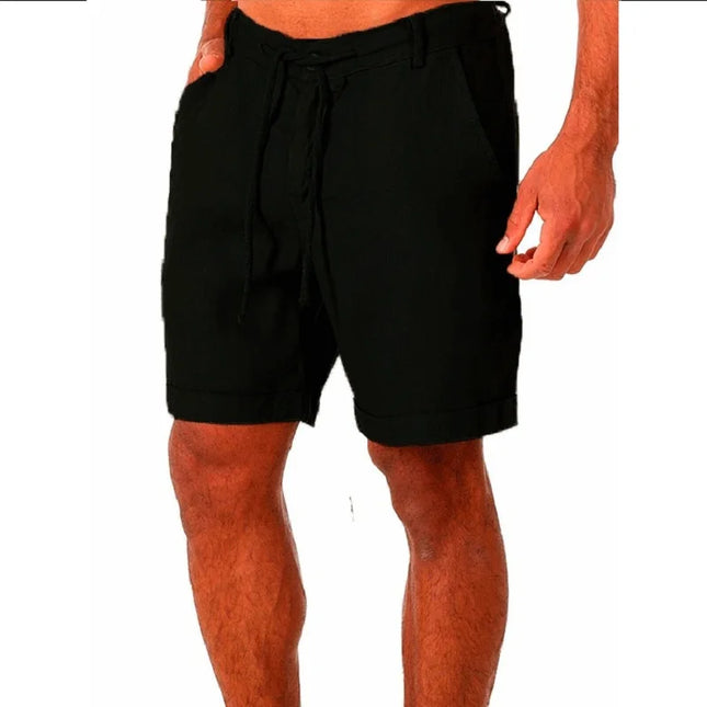 KB New Men's Cotton Linen shorts Pants Male Summer Breathable Solid Color Linen Trousers Fitness Streetwear S-4XL