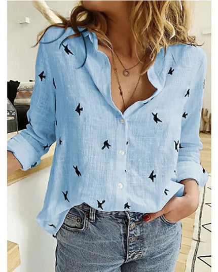 Elegant Cotton Linen Shirts Women Casual Solid Button Lapel Blouses Shirts Autumn Winter Long Sleeve Loose Tops Tunic Blusas