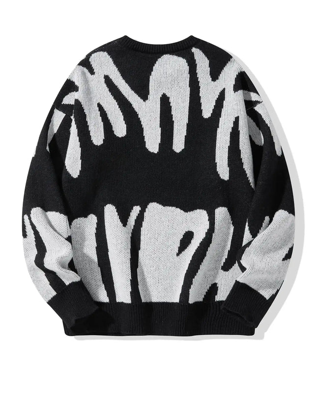 New Popular Autumn Winter Irregular Jacquard Pattern Pullover Sweater Casual Round Neck Contrast Color Knitted Men's Pullover