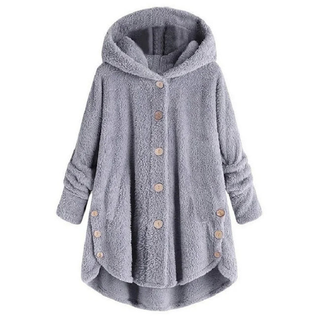 Fashion Trend Autumn and Winter Press-pleated Printed Turn-collar Long-sleeved Shirt Two-piece Furry Coat