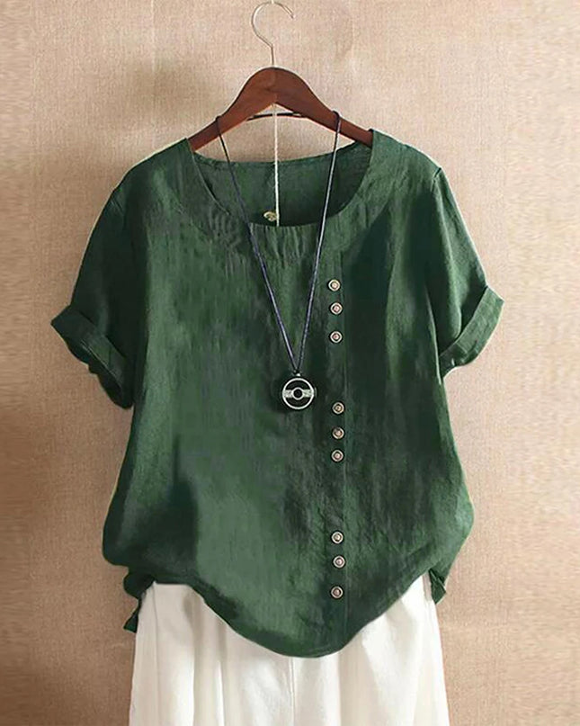 Women's Short Sleeve Cotton Linen Beautiful Tunic Blouse Tops Ladies Casual Basic Shirt Plus Size Clothes  L-5XL Clothing 2023