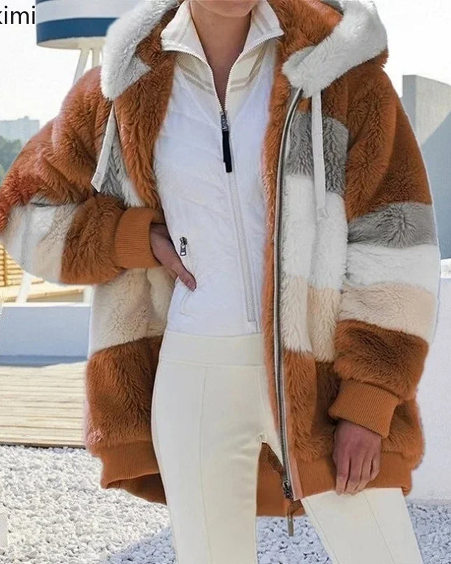 2025 Women's Warm Coats Jackets for Autumn Winter Long Jacket Warm Thick Fleece Faux Fur Coat Plush Teddy Woman Fur Coat Female