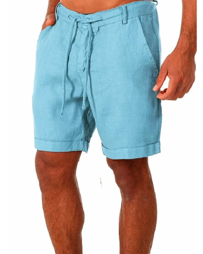 KB New Men's Cotton Linen shorts Pants Male Summer Breathable Solid Color Linen Trousers Fitness Streetwear S-4XL