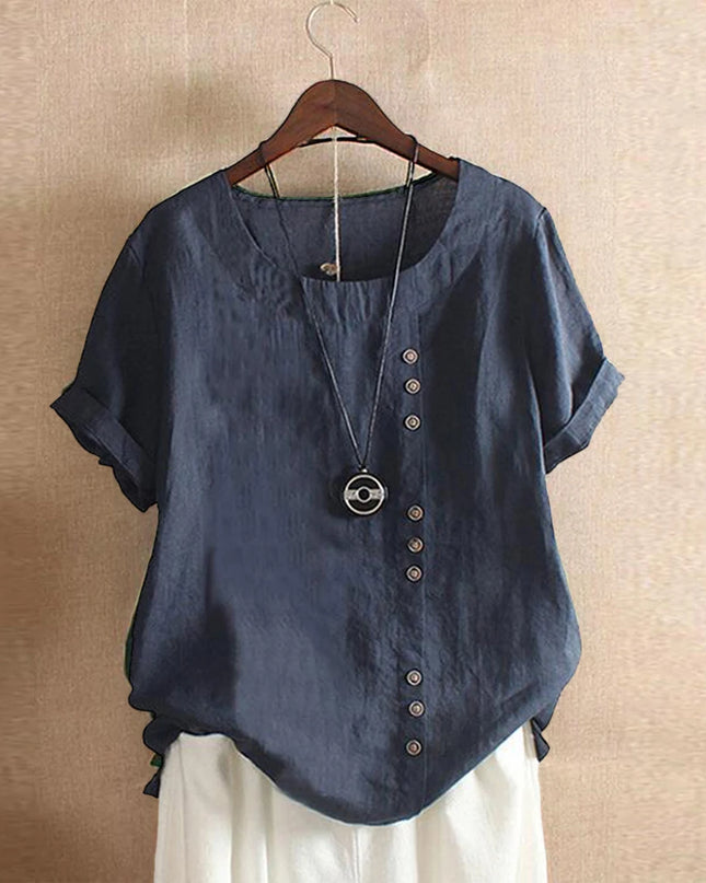 Women's Short Sleeve Cotton Linen Beautiful Tunic Blouse Tops Ladies Casual Basic Shirt Plus Size Clothes  L-5XL Clothing 2023