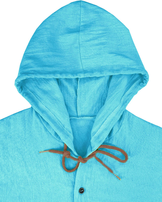 Summer Men's Cotton Linen Shirt Solid Streetwear Long Sleeve Hoodie Clothing For Men Button Tops Casual Loose Men Hooded Shirt