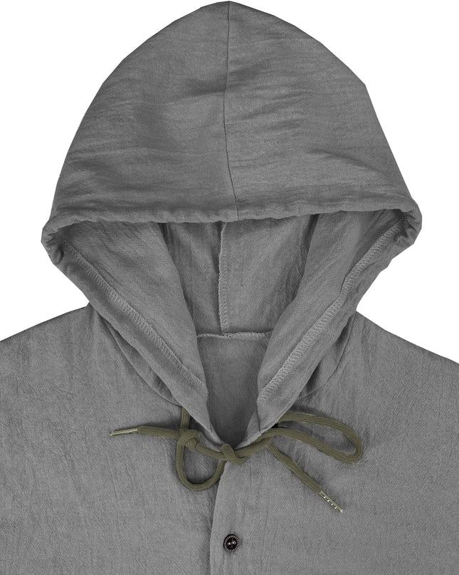 Summer Men's Cotton Linen Shirt Solid Streetwear Long Sleeve Hoodie Clothing For Men Button Tops Casual Loose Men Hooded Shirt