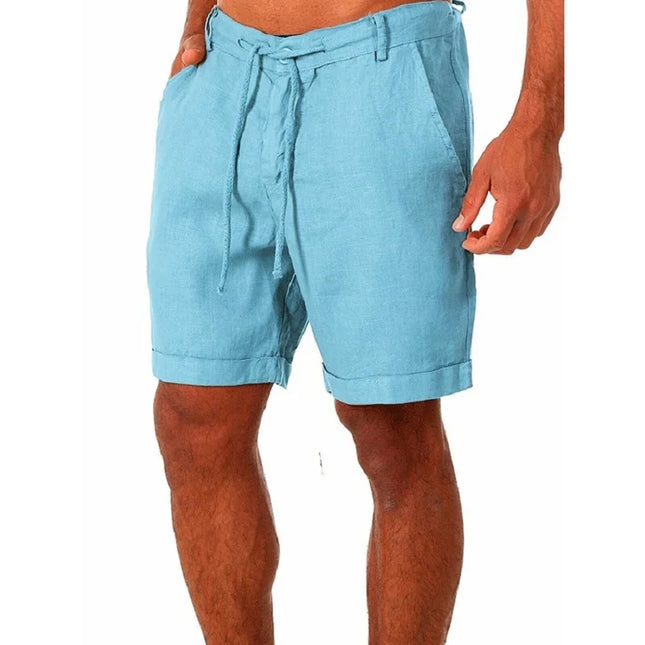 KB New Men's Cotton Linen shorts Pants Male Summer Breathable Solid Color Linen Trousers Fitness Streetwear S-4XL