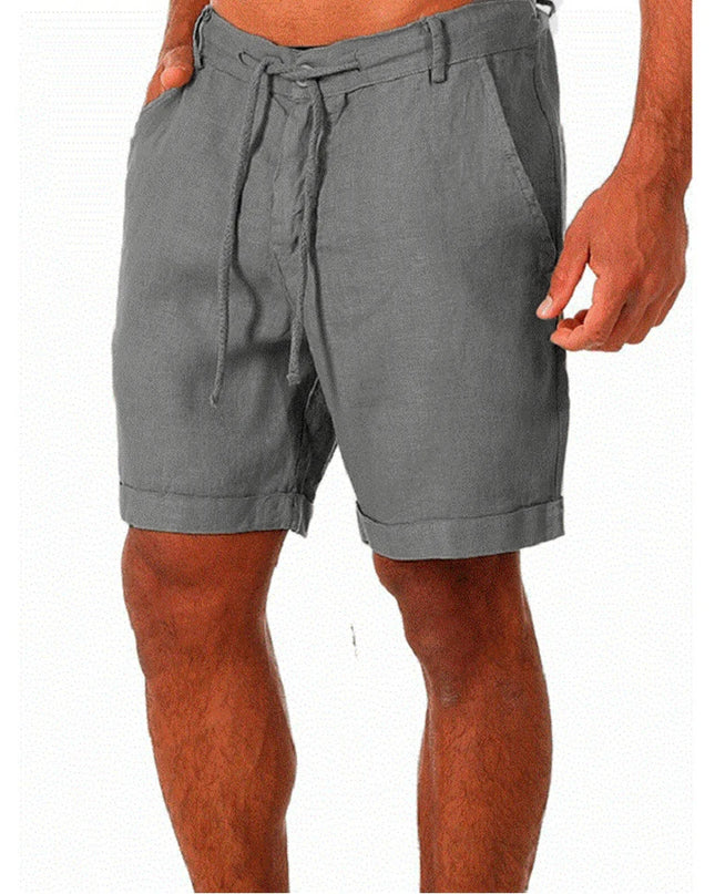 KB New Men's Cotton Linen shorts Pants Male Summer Breathable Solid Color Linen Trousers Fitness Streetwear S-4XL