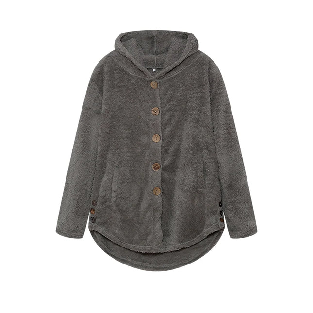 Fashion Trend Autumn and Winter Press-pleated Printed Turn-collar Long-sleeved Shirt Two-piece Furry Coat