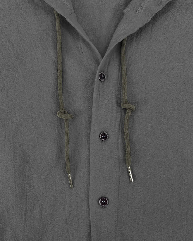 Summer Men's Cotton Linen Shirt Solid Streetwear Long Sleeve Hoodie Clothing For Men Button Tops Casual Loose Men Hooded Shirt