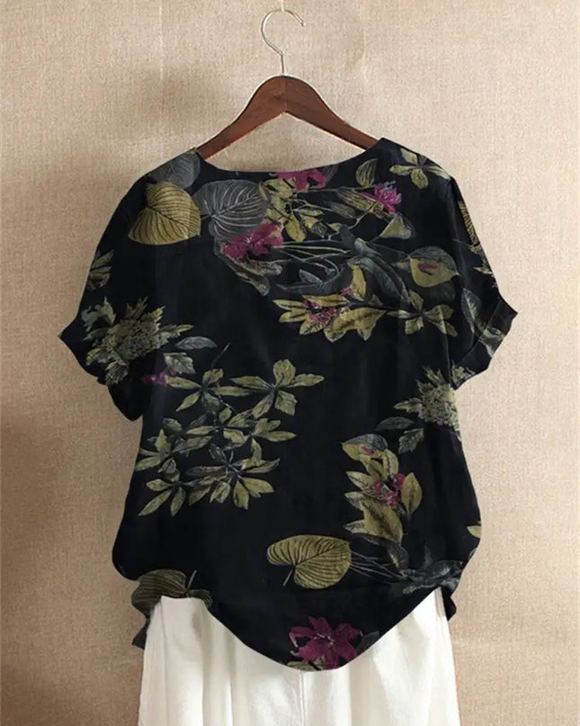 ZANZEA Women Cotton Shirt Fashion Floral Printed Tops Ladies Kaftan Chemise 2024 Summer Short Sleeve Blouses Causal O-neck Tunic