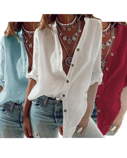 Women’s Cotton Linen Shirt, Casual Long Sleeve Blouse, Oversized Linen Shirt, Lightweight Summer Shirt