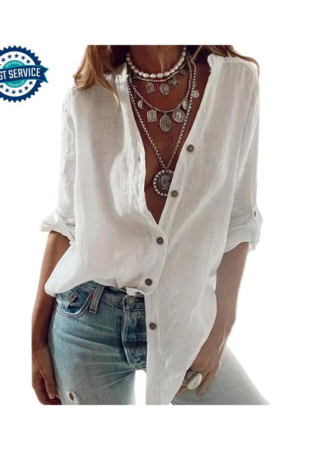 Women’s Cotton Linen Shirt, Casual Long Sleeve Blouse, Oversized Linen Shirt, Lightweight Summer Shirt