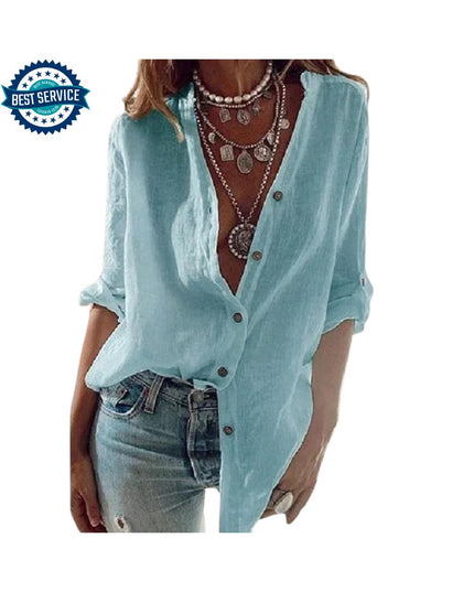 Women’s Cotton Linen Shirt, Casual Long Sleeve Blouse, Oversized Linen Shirt, Lightweight Summer Shirt