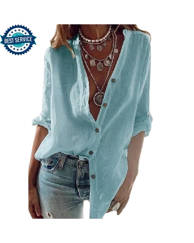 Women’s Cotton Linen Shirt, Casual Long Sleeve Blouse, Oversized Linen Shirt, Lightweight Summer Shirt