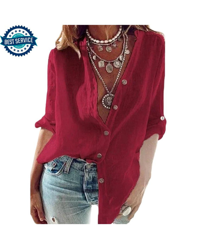 Women’s Cotton Linen Shirt, Casual Long Sleeve Blouse, Oversized Linen Shirt, Lightweight Summer Shirt