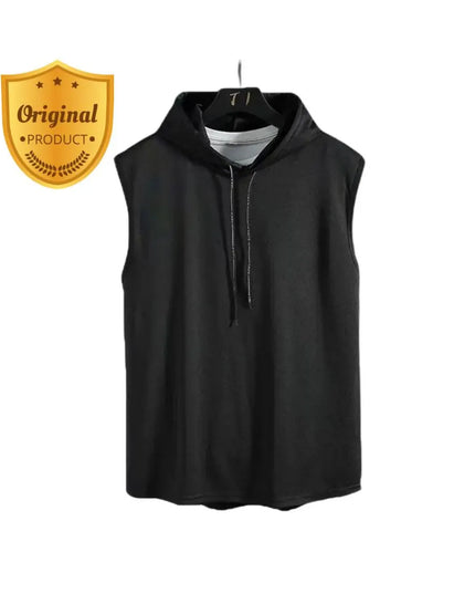 Men's Tank Tops Vest Sleeveless Tees For Male Loose Fit Hooded Tank Top Streetwear Vest for Men