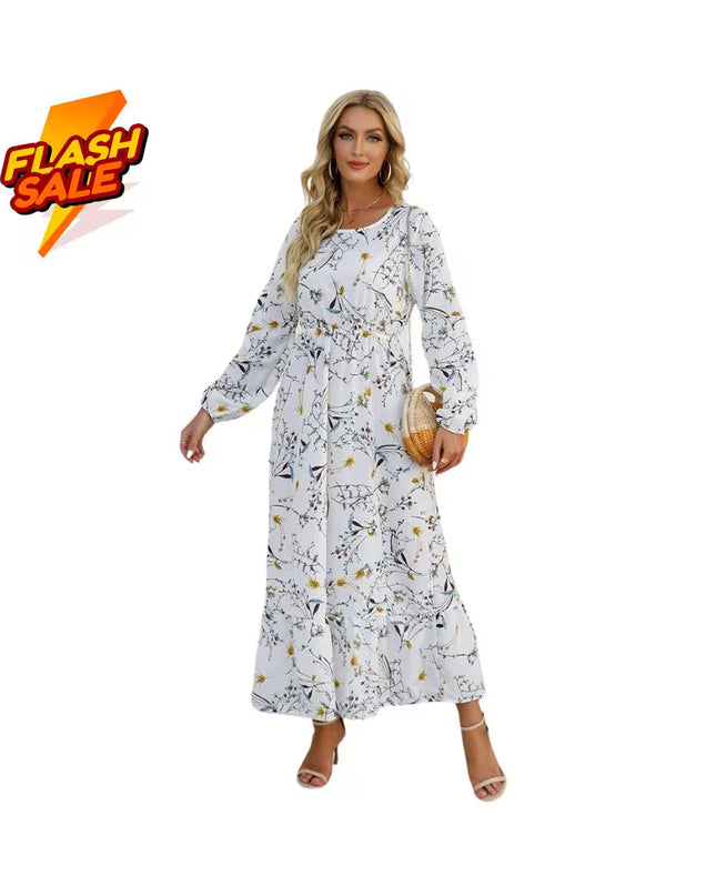Women’s Bohemian Floral Maxi Dress: Chiffon Long Sleeve Summer Beach Outfit