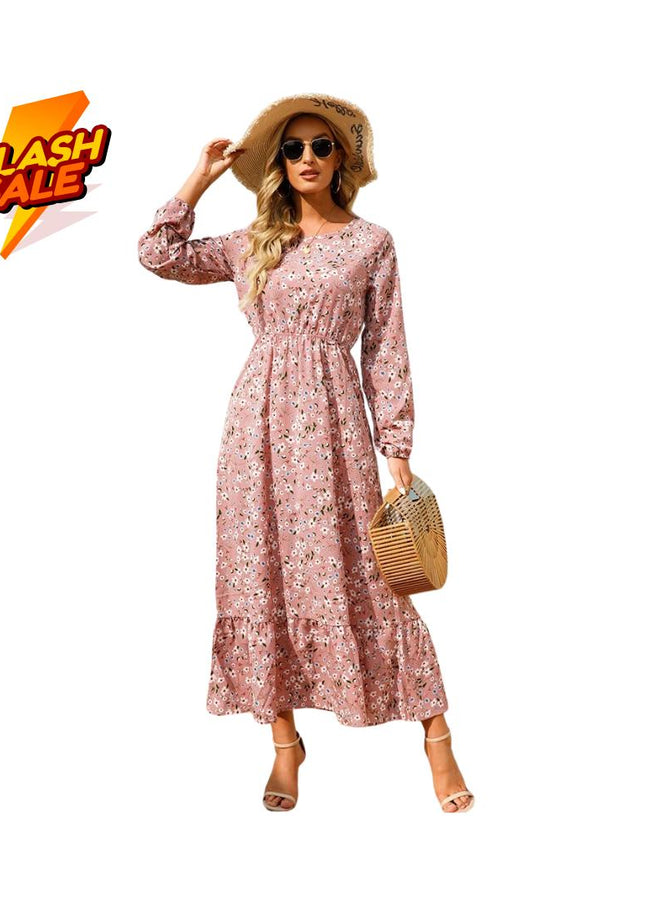 Women’s Bohemian Floral Maxi Dress: Chiffon Long Sleeve Summer Beach Outfit