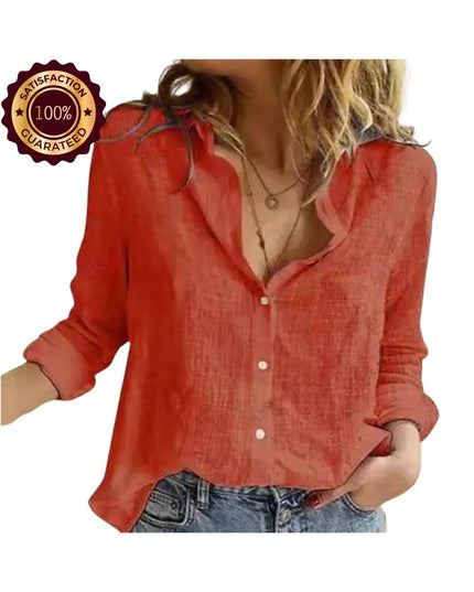 Women’s Casual Cotton Linen Shirt: Long Sleeve Oversized Vintage Tunic Top