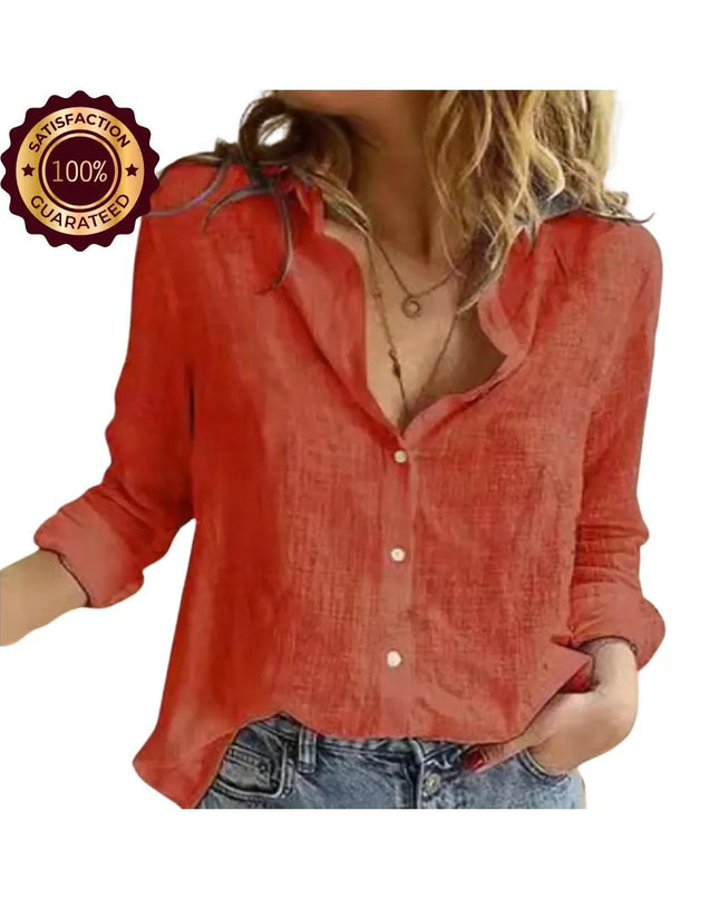 Women’s Casual Cotton Linen Shirt: Long Sleeve Oversized Vintage Tunic Top