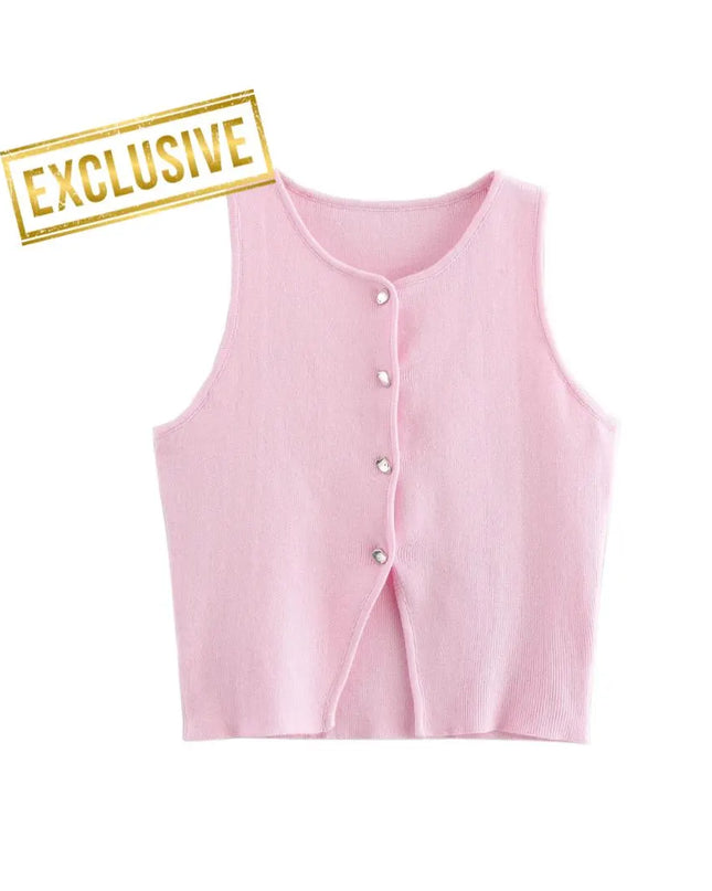 Women’s White Knit Crop Top: Ribbed Tank, Sleeveless Casual Summer Fashion