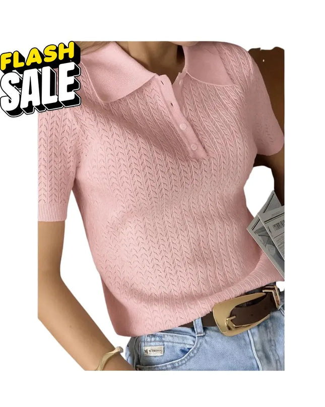 Women’s Summer Knit Top: Cotton Short Sleeve Jumper, Casual Lightweight Fashion