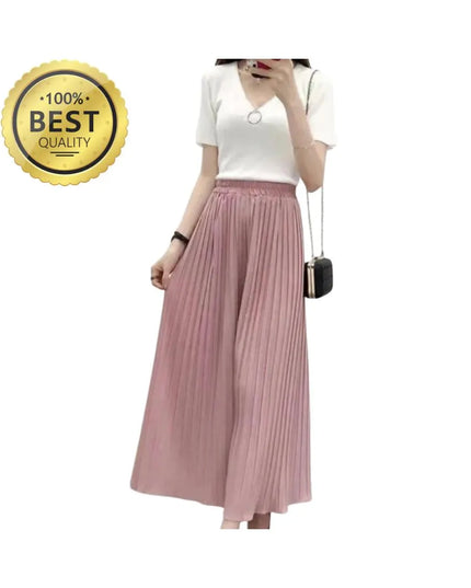 Wide Leg Pleated Skirt Pants: Korean Style Summer Culottes