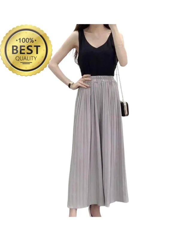 Wide Leg Pleated Skirt Pants: Korean Style Summer Culottes