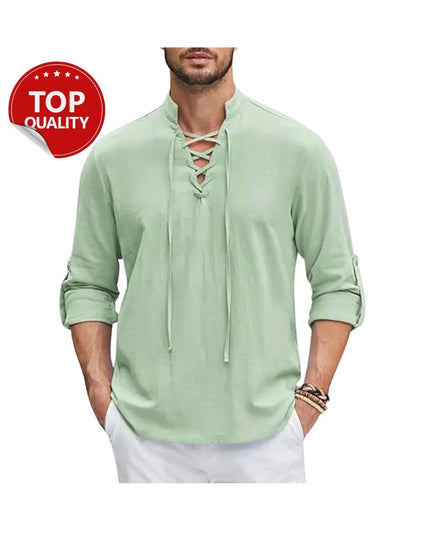 Men’s Cotton Renaissance Shirt: Long Sleeve Medieval Viking Top for Halloween or Cosplay