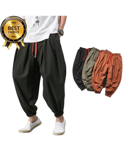 Men’s Loose Harem Pants: Linen Oversized Trousers, Casual Sweatpants