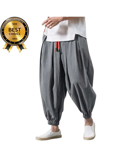 Men’s Loose Harem Pants: Linen Oversized Trousers, Casual Sweatpants