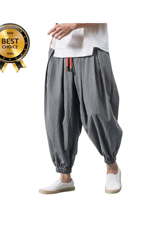 Men’s Loose Harem Pants: Linen Oversized Trousers, Casual Sweatpants