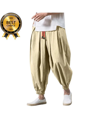 Men’s Loose Harem Pants: Linen Oversized Trousers, Casual Sweatpants